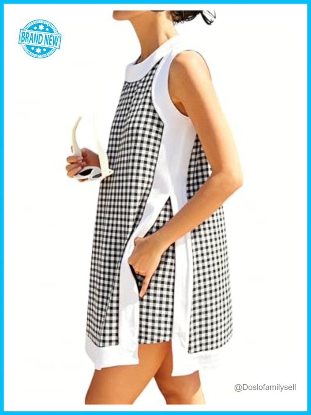 Women's 2 Piece Set Boho Color Block Sleeveless Top & Shorts with Pockets